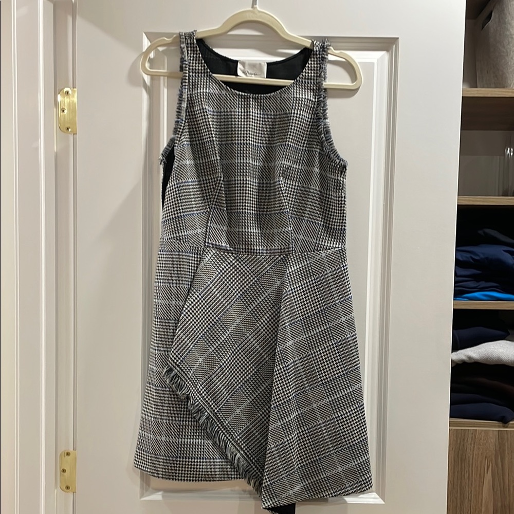Elegant Black and White Plaid Dress
